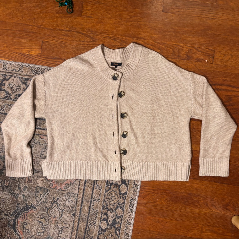 Quince Cream Button-Up Cardigan